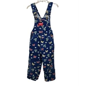 Vintage OshKosh B'gosh Blue Airplanes Flying Corduroy Overalls Made USA Sz 3T